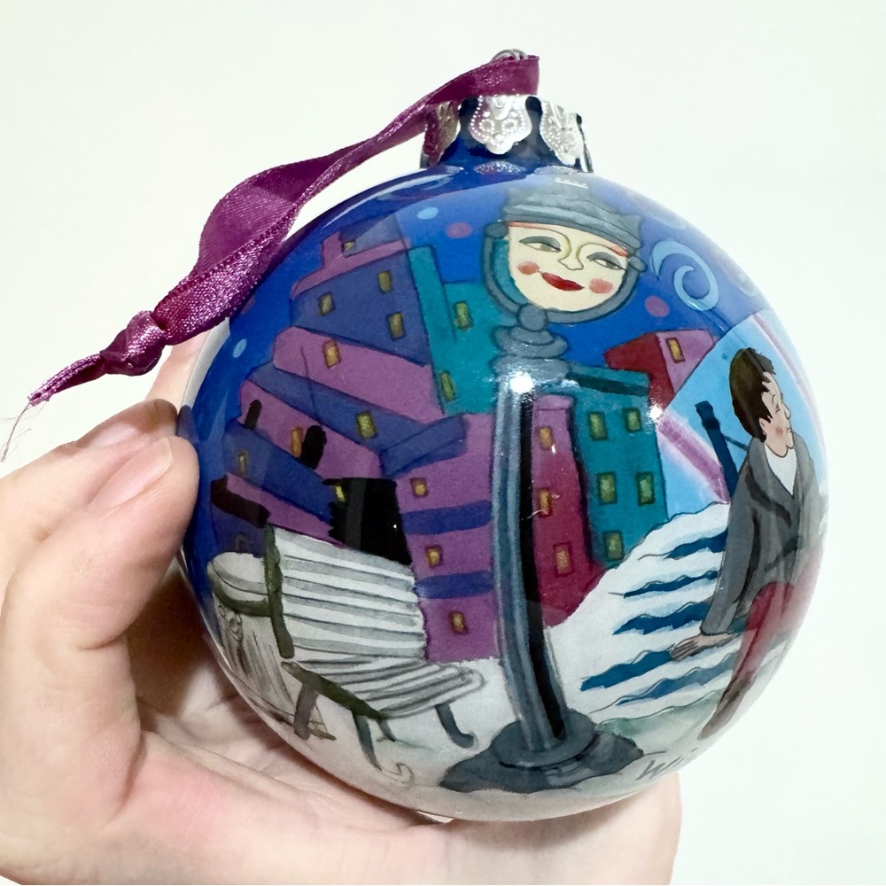 Hand-Painted Vintage Cirque De Soleil Large Blue Holiday Ornament - Picture 5 of 10